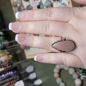 Adjustable Pink Opal Ring